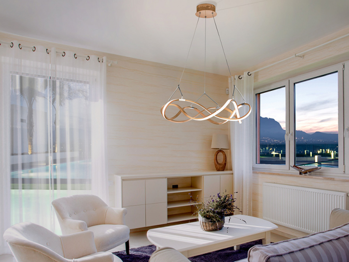 Lustra LED rotunda lux aur roz Cosete Ø 53 cm, metal, inaltime reglabila, 763712 - Schuller [4]