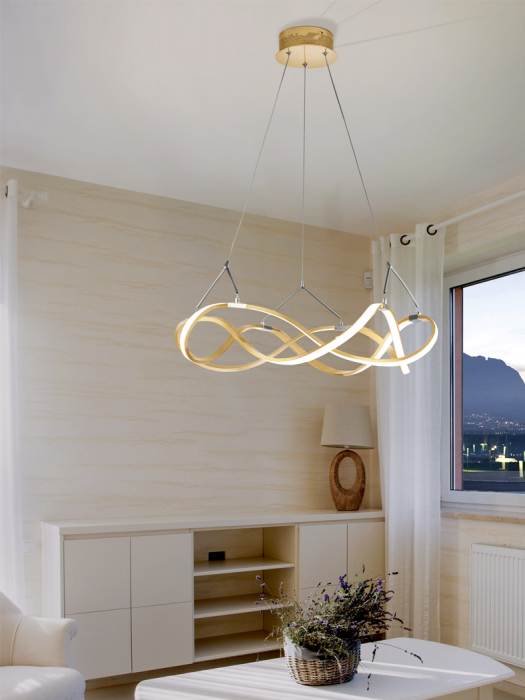 Lustra LED rotunda lux aur roz Cosete Ø 53 cm, metal, inaltime reglabila, 763712 - Schuller [3]