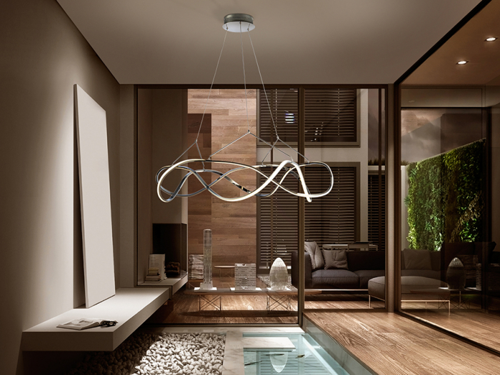 Lustra LED rotunda lux crom Cosete Ø 80/110 cm, metal, inaltime reglabila, 763950 - Schuller [3]