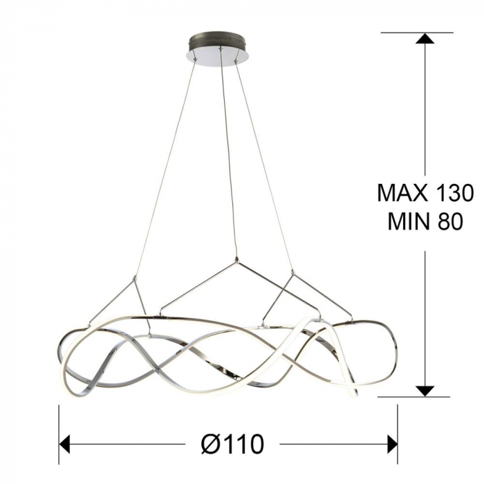 Lustra LED rotunda lux crom Cosete Ø 80/110 cm, metal, inaltime reglabila, 763950 - Schuller [4]