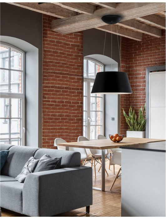 Lustra LED rotunda neagra/alba Ella Ø 45 cm, pendul metal, inaltime reglabila, 9077881 - Novaluce [2]