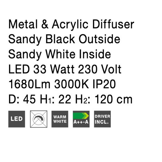 Lustra LED rotunda neagra/alba Ella Ø 45 cm, pendul metal, inaltime reglabila, 9077881 - Novaluce [10]