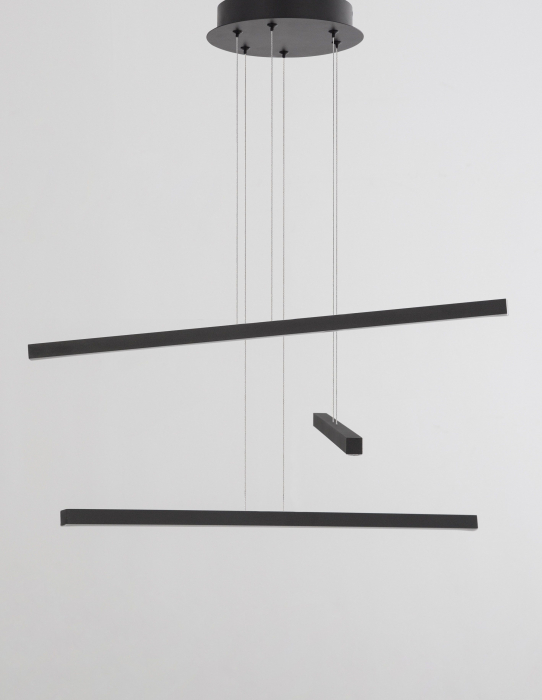 Lustra LED stil minimalist Frosin 55 cm neagra, trei surse lumina tip bare suspendate, 9010033 - Novaluce [5]