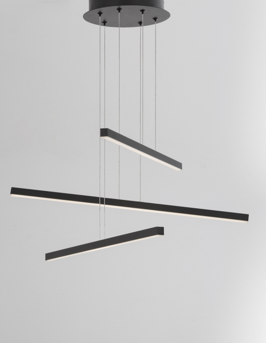 Lustra LED stil minimalist Frosin 55 cm neagra, trei surse lumina tip bare suspendate, 9010033 - Novaluce [2]