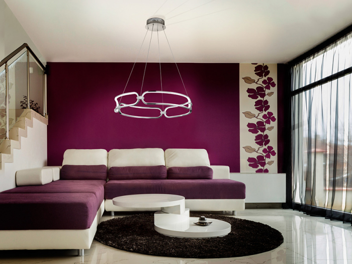 Lustra LED rotunda lux crom Githa Ø 60 cm, metal, inaltime reglabila, 786831 - Schuller [3]
