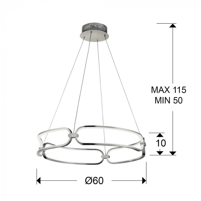 Lustra LED rotunda lux crom Githa Ø 60 cm, metal, inaltime reglabila, 786831 - Schuller [5]