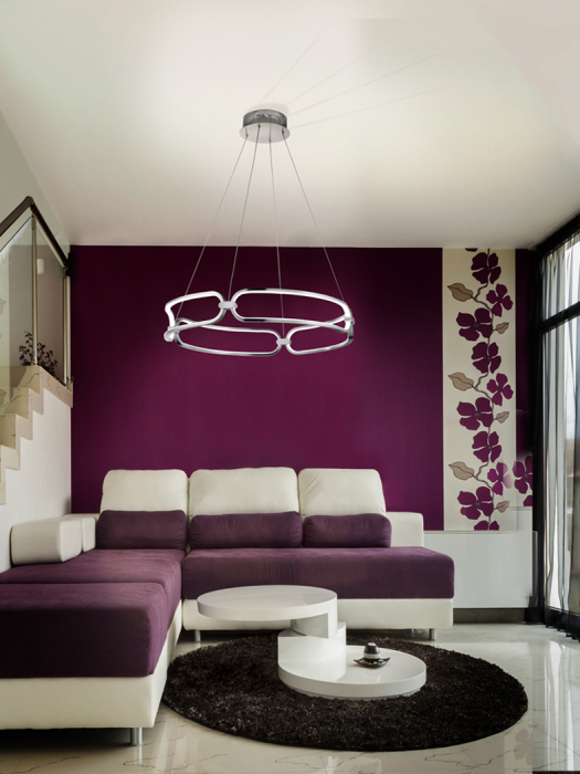 Lustra LED rotunda lux crom Githa Ø 60 cm, metal, inaltime reglabila, 786831 - Schuller [2]