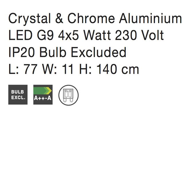 Lustra liniara 4 pendule din cristal transparent Valeri, 77 cm, baza metal cromat, 8538104 - Novaluce [4]