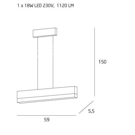 Lustra liniara alba iluminare LED Vilen 59x5,5 cm, metal/acril, P0154 - Maxlight [4]