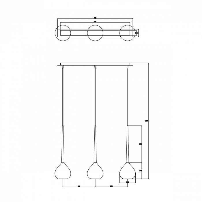 Lustra liniara alba LIBRA cu 3 pendule, inaltime reglabila, metal/sticla, 003064-001048 - Zumaline [2]