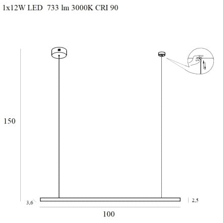 Lustra liniara aurie LED dimabil Linda 100x3,6 cm metal/acril, inaltime reglabila, P0425D - Maxlight [4]