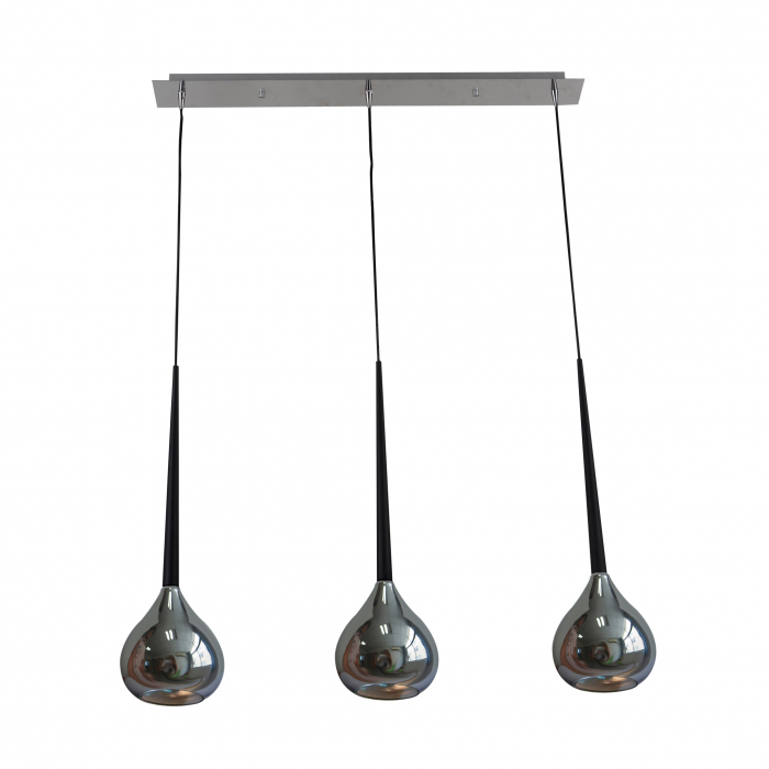 Lustra liniara crom LIBRA cu 3 pendule, inaltime reglabila, metal/sticla, 003064-001772 - Zumaline [2]