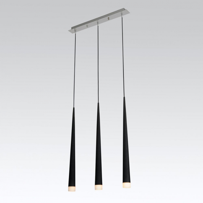 Lustra liniara cu 3 pendule LED forma con negru/alb/crom Culh 55 cm, design modern, metal, AZ 0133 - Azzardo [5]