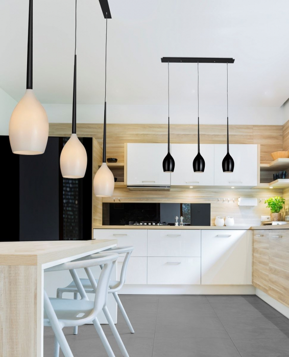 Lustra liniara cu 3 pendule suspendate Garnet Line 78 cm, diverse culori, detaliu metalic negru, AZ 2320 - Azzardo [3]