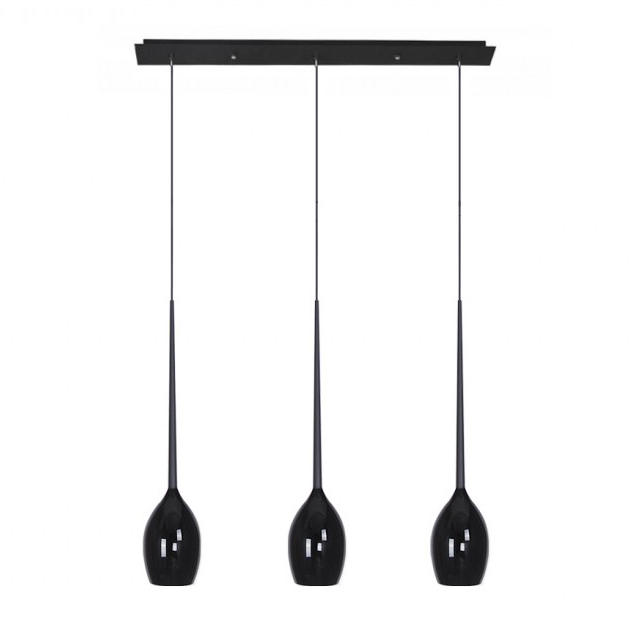 Lustra liniara cu 3 pendule suspendate Garnet Line 78 cm, diverse culori, detaliu metalic negru, AZ 2320 - Azzardo [5]