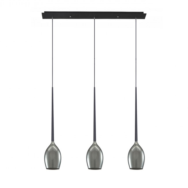 Lustra liniara cu 3 pendule suspendate Garnet Line 78 cm, diverse culori, detaliu metalic negru, AZ 2320 - Azzardo [12]