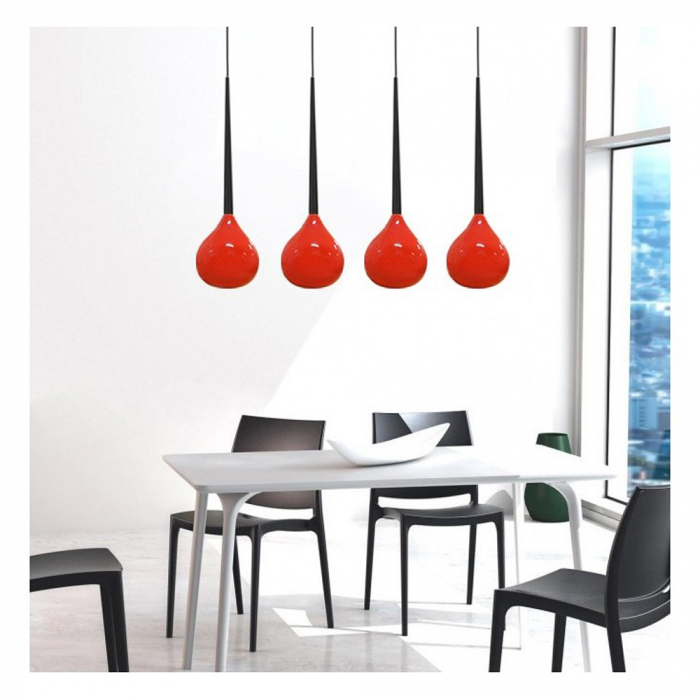 Lustra liniara cu 4 pendule alba/neagra/rosie finisaj lucios Advey 85 cm, design modern, suport metalic negru, AZ 1068 - Azzardo [4]
