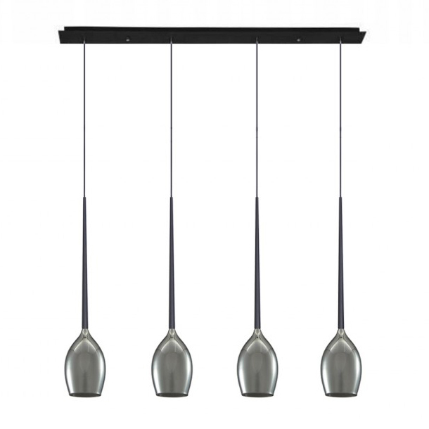 Lustra liniara cu 4 pendule suspendate Garnet Line 107 cm, diverse culori, detaliu metalic negru, AZ 0100 - Azzardo [12]