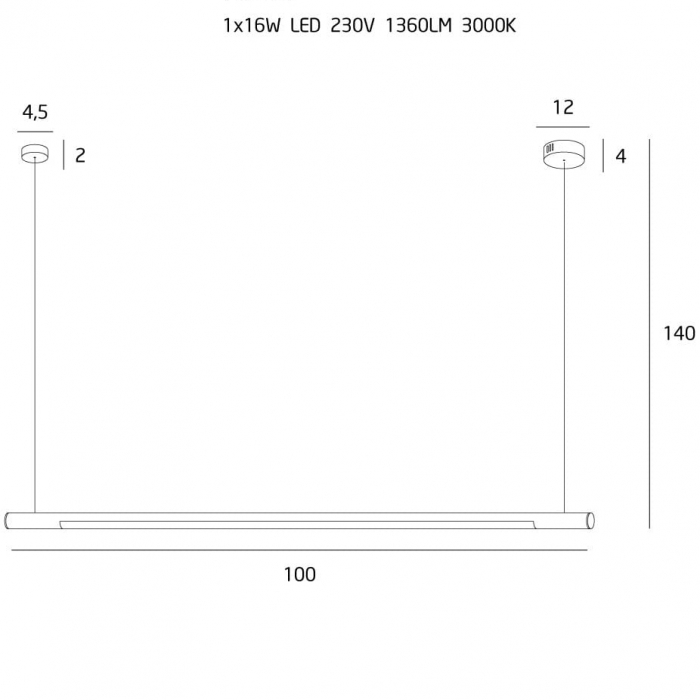 Lustra liniara diverse finisaje LED Tonia 100 cm, metal/acril, inaltime reglabila, P0354 - Maxlight [2]