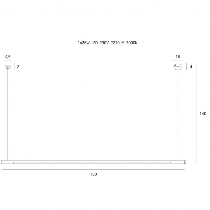 Lustra liniara diverse finisaje LED Tonia 150 cm, metal/acril, inaltime reglabila, P0358 - Maxlight [2]