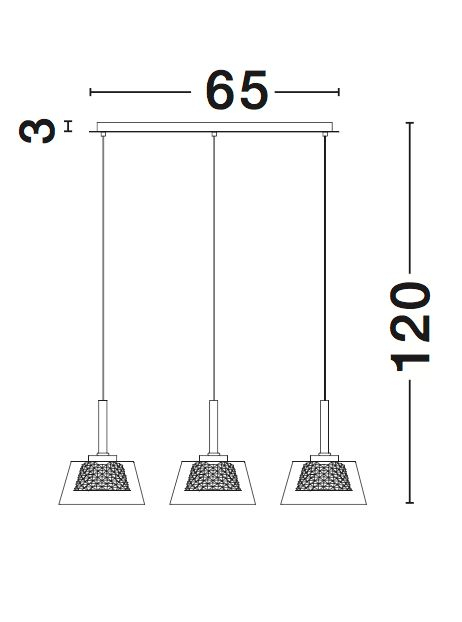 Lustra liniara eleganta cu 3 pendule pe fir Boncan 65 cm, sticla transparenta, metal crom, 1300301303 - Novaluce [3]