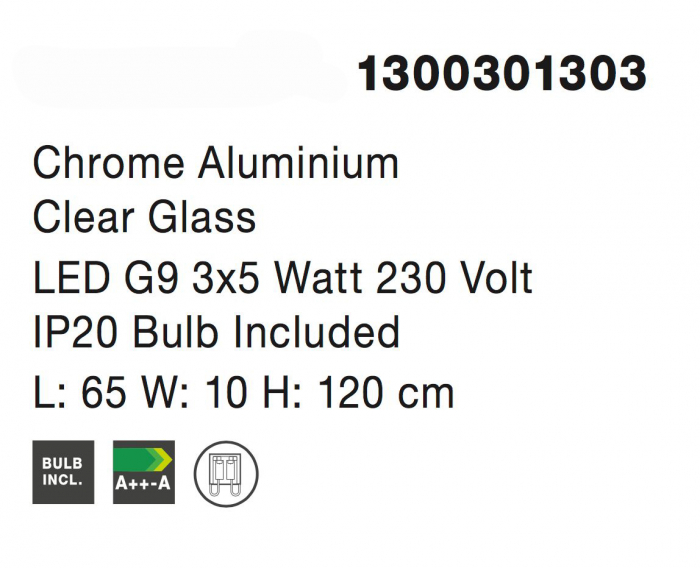 Lustra liniara eleganta cu 3 pendule pe fir Boncan 65 cm, sticla transparenta, metal crom, 1300301303 - Novaluce [4]