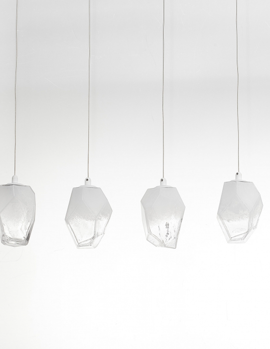 Lustra liniara Ice 80 cm cu 5 pendule forma cub gheata, 5xG9, sticla gradient, 9260235 - Novaluce [2]