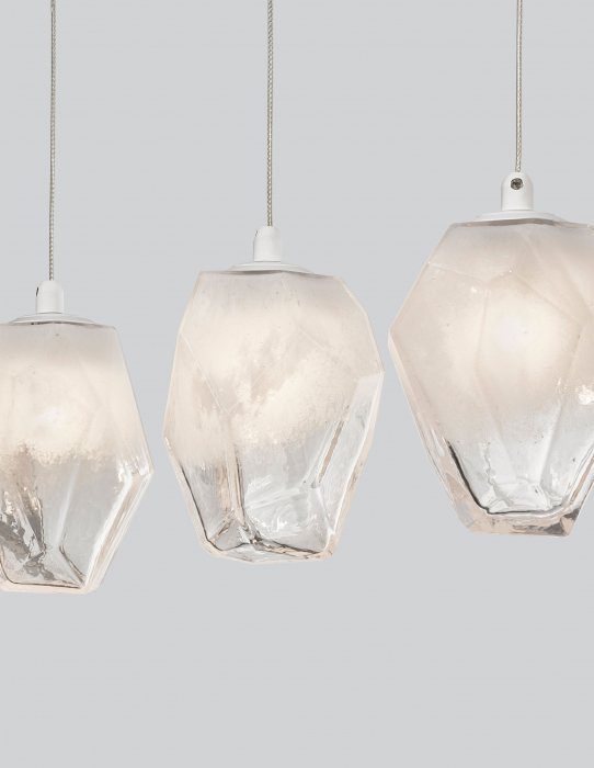 Lustra liniara Ice 80 cm cu 5 pendule forma cub gheata, 5xG9, sticla gradient, 9260235 - Novaluce [4]