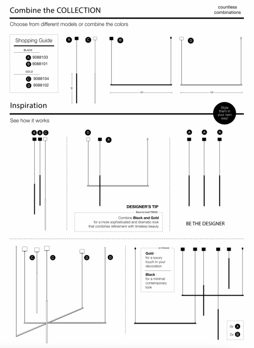 Lustra liniara neagra/aurie Gohar 120 cm LED stil minimalist, modul, 9088102 - Novaluce [16]