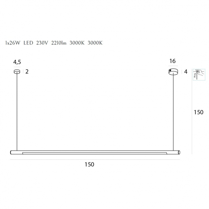 Lustra liniara neagra/aurie LED dimabil Tonia 150 cm, metal/acril, inaltime reglabila, P0358D - Maxlight [3]