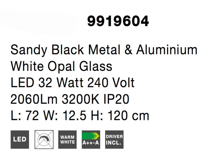 Lustra liniara neagra cu 4 globuri albe Esila 72 cm, iluminare LED, sticla/metal, 9919604 - Novaluce [6]