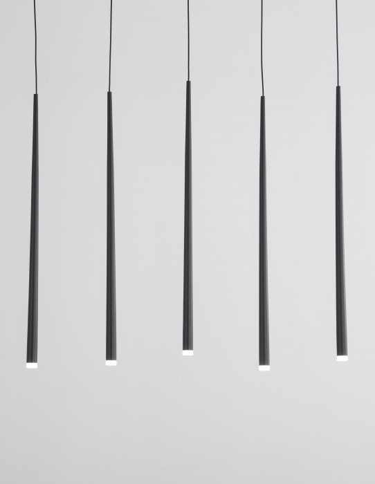 Lustra liniara neagra cu 7 pendule LED Izolda 90 cm, design modern, 9601007 - Novaluce [2]