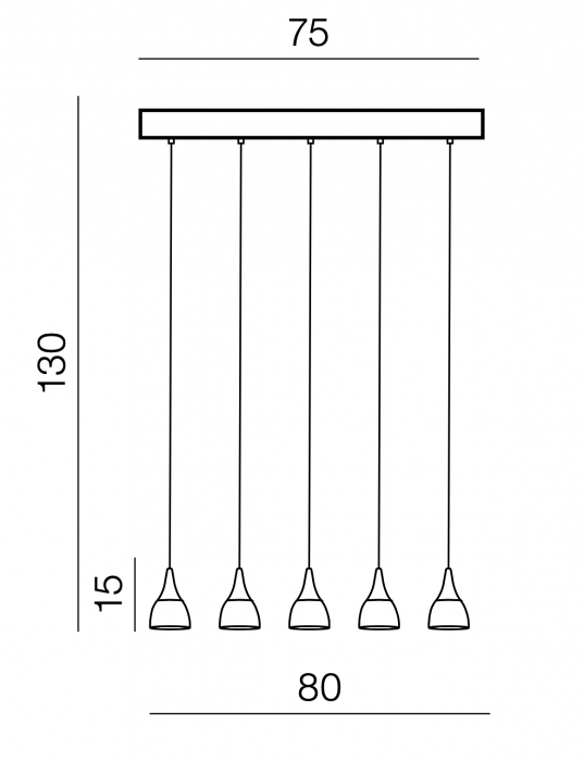 Lustra liniara pendul LED alba/neagra Londyn 80 cm 5 becuri, abajur acril transparent/aluminiu, AZ 2848 - Azzardo [4]