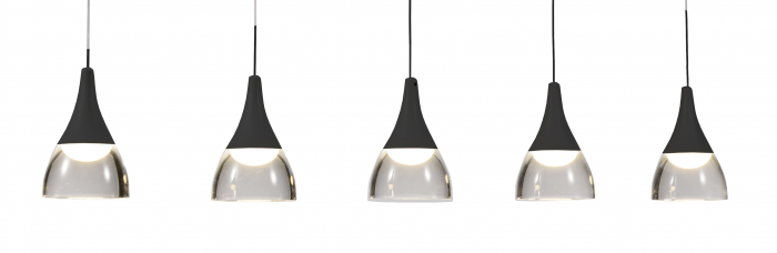Lustra liniara pendul LED alba/neagra Londyn 80 cm 5 becuri, abajur acril transparent/aluminiu, AZ 2848 - Azzardo [3]