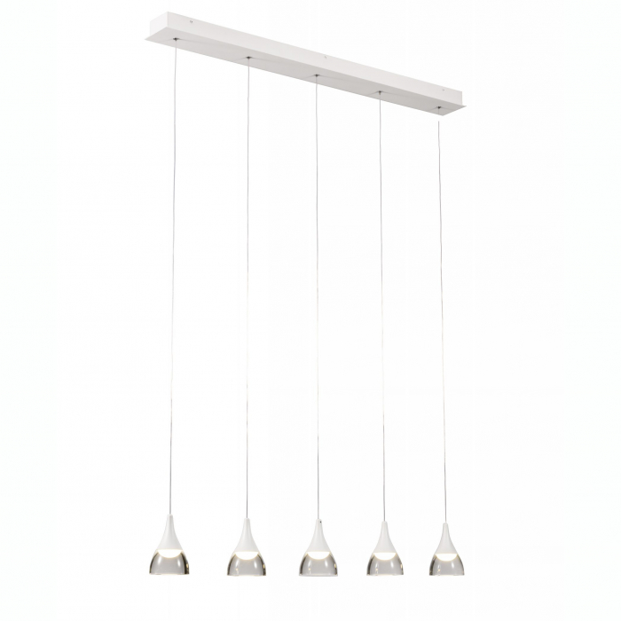Lustra liniara pendul LED alba/neagra Londyn 80 cm 5 becuri, abajur acril transparent/aluminiu, AZ 2848 - Azzardo [1]