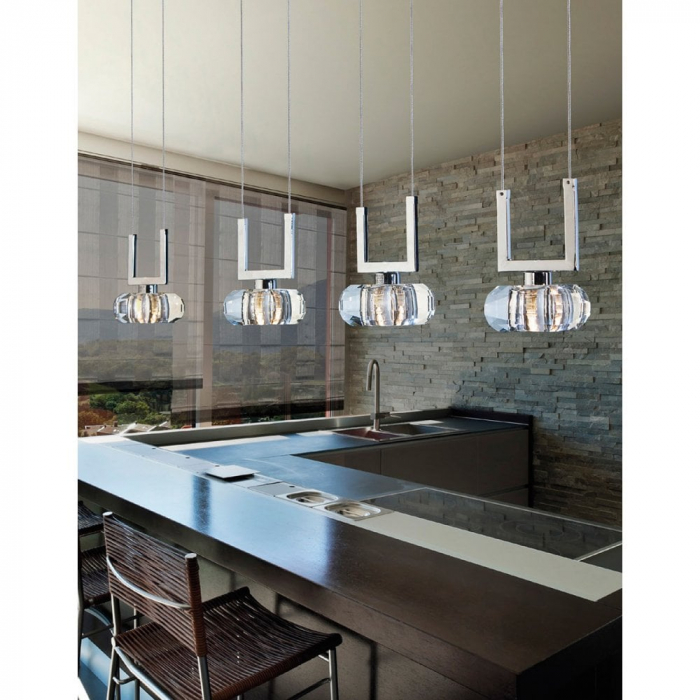 Lustra liniara tip pendul Felix 4A, acril/metal cromat, design modern, AZ 0494 - Azzardo [4]