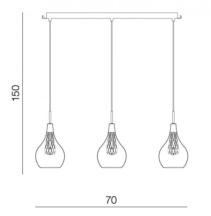 Lustra liniara tip pendul Shiro Line 70 cm 3 becuri, abajur sticla transparenta, detalii metalice aurii si crom, AZ 1689 - Azzardo [5]