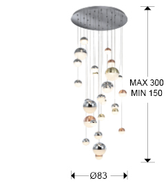 Lustra lux 27 pendule glob Dalos Ø80 cm, iluminare LED dimabila control Bluetooth, 793960B - Schuller [3]