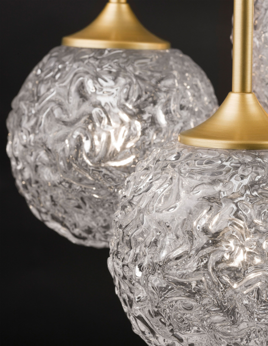 Lustra lux aurie cu 3 pendule glob sticla structurata Fedora, LED G9, 9160212 - Novaluce [3]