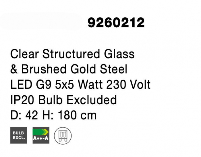 Lustra lux aurie cu 5 pendule glob sticla structurata Fedora, LED G9, 9260212 - Novaluce [6]