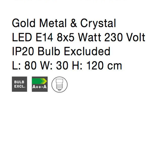 Lustra lux aurie cu cristale Morgan, din metal, 80 cm, 9050130 - Novaluce [5]