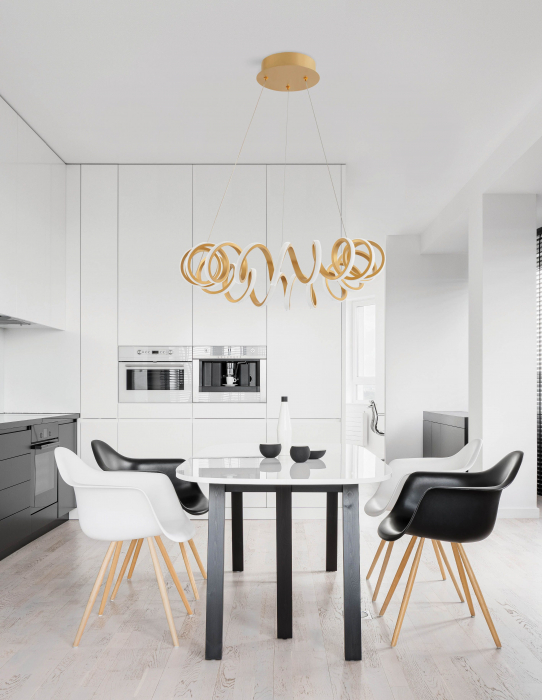 Lustra lux aurie/neagra rotunda LED forma spirala Anette Ø60 cm, design modern, 9817461 - Novaluce [12]
