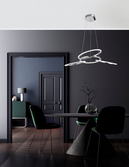 Lustra lux crom 4 inele LED reglabile Calisto 70 cm, design modern, 9008011 - Novaluce [3]