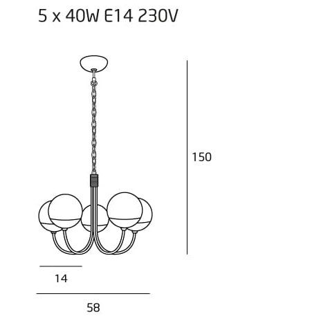 Lustra lux cu 5 brate Ramza Ø 58 cm alb/auriu, sticla opal lucios/metal, P0240 - Maxlight [3]