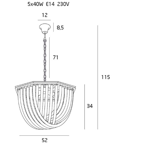 Lustra lux Devas Ø 52 cm metal/sticla, inaltime reglabila, P0286 - Maxlight [5]