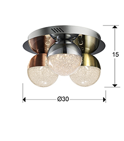 Plafoniera lux dimabila crom/colorata rotunda Dalos, Ø 30 cm, 3 globuri LED metal si policarbonat texturat, 794025 - Schuller [5]