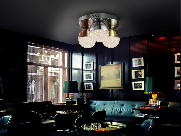 Plafoniera lux dimabila crom/colorata rotunda Dalos, Ø 30 cm, 3 globuri LED metal si policarbonat texturat, 794025 - Schuller [4]
