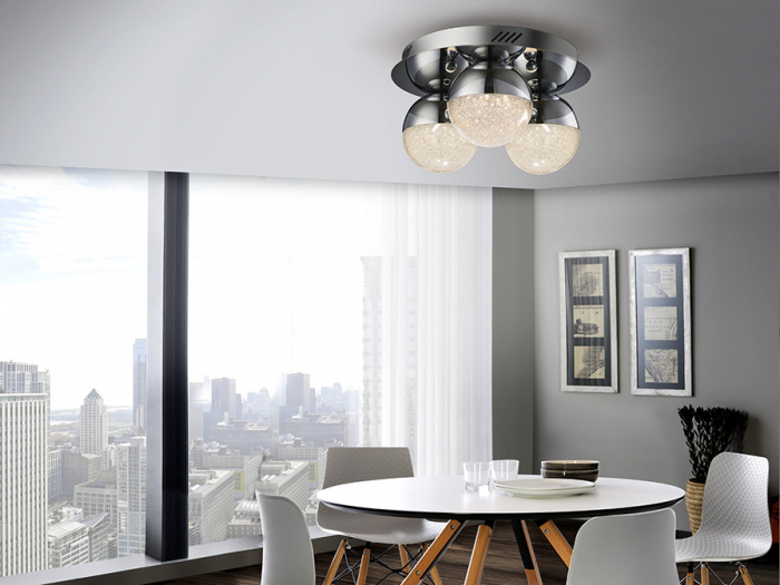 Plafoniera lux dimabila crom/colorata rotunda Dalos, Ø 30 cm, 3 globuri LED metal si policarbonat texturat, 794025 - Schuller [10]