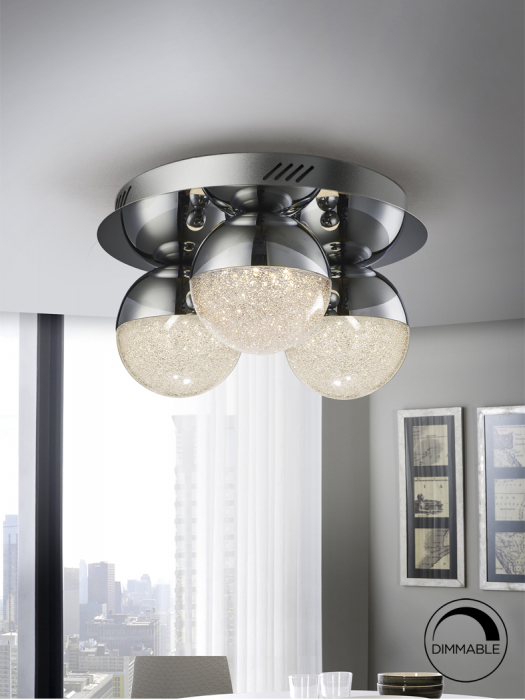 Plafoniera lux dimabila crom/colorata rotunda Dalos, Ø 30 cm, 3 globuri LED metal si policarbonat texturat, 794025 - Schuller [8]