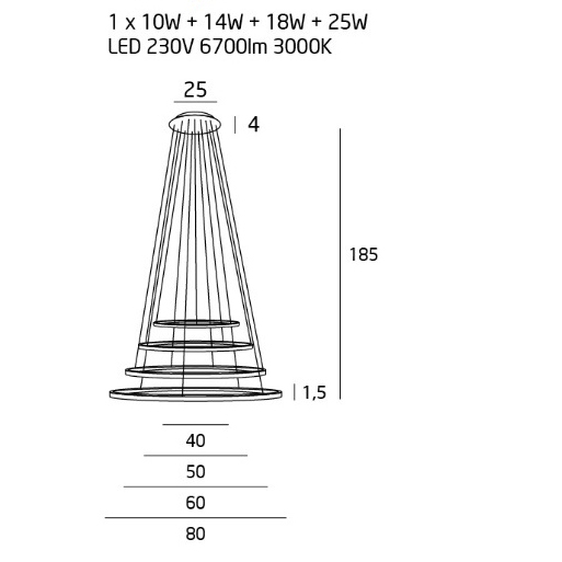Lustra lux finisaj cupru 4 inele LED dimabil Senia Ø 80 cm metal/acril inaltime reglabila, P0244D - Maxlight [7]